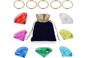 ZCYSRLQIN 12 Pcs Gold Round Ring Set Acrylic Diamond Gemstone Jewelry Alloy Halloween Party Hunting Cake Ornament Gift Bag Blue Hedgehog Power Ring (Classical