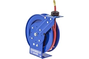 Coxreels P-LP-325 Low Pressure Retractable Air/Water Hose Reel: 3/8" I.D., 25' Hose Capacity, with hose, 300 PSI, Made in USA