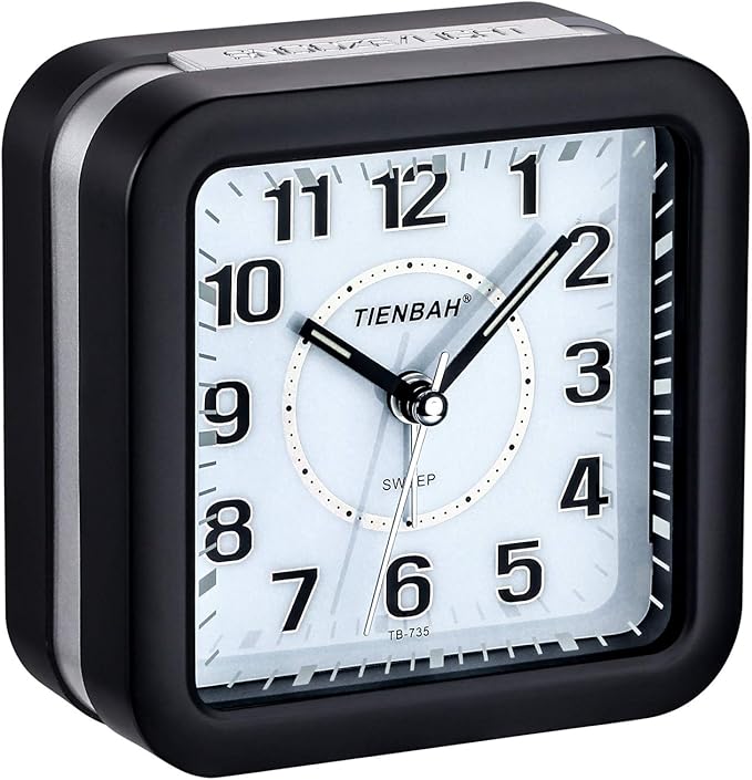 PINGHE Alarm clock, Silent Bedside Table Analog Alarm Clock Big Numbers