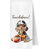 JWERBENPEY Dachshund Football Kitchen Towels Decorative, Dachshund Weiner Dog Gifts for Women Men, Football Lover Player Fan Gifts Dish Hand Tea Towels for Kitchen Bathroom, 16x24 Inch