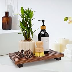 Renawe Farmhouse Bathroom Counter Tray Wood Display