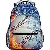 Nander Backpack Travel Fire Water Baseball School Bookbags Shoulder Laptop Daypack College Bag for Womens Mens Boys Girls