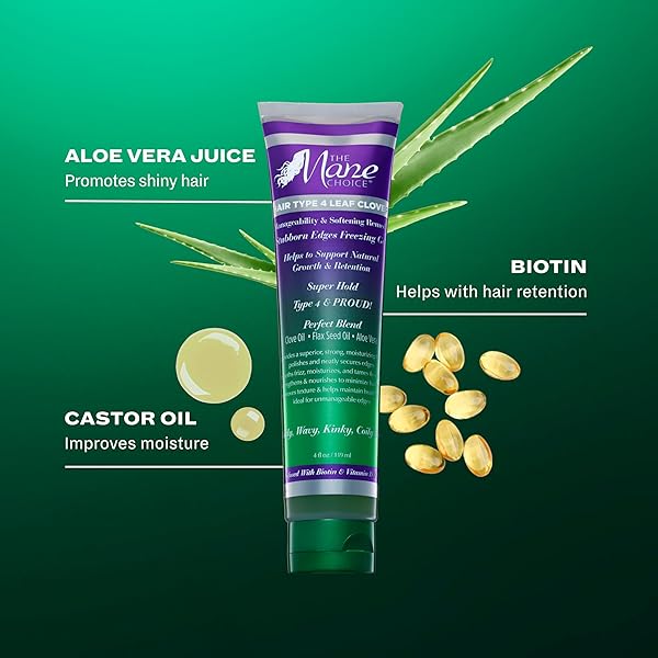THE MANE CHOICE HAIR TYPE 4 LEAF CLOVER EDGE CONTROL FREEZING GEL (4 OZ), 4C HAIR PRODUCTS FOR LOCS, CURLY HAIR, COILY HAIR & WAVY HAIR