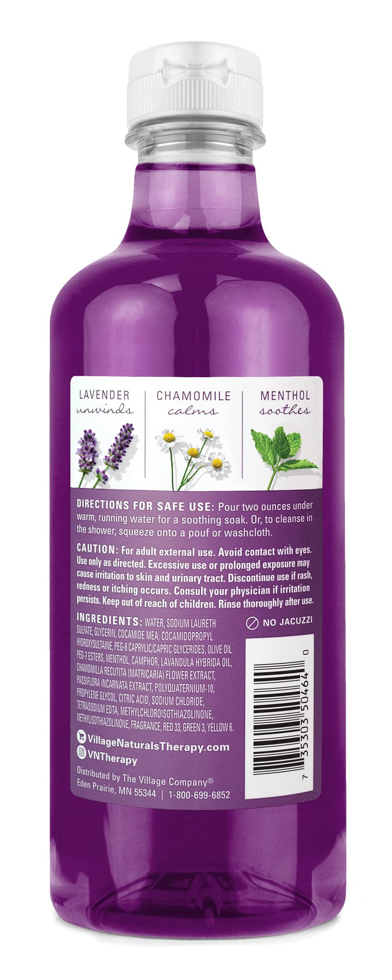 Village Naturals Therapy Foaming Bath Oil and Body Wash, Nighttime Relief, 16 oz, Pack of 2