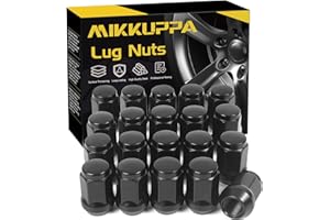 MIKKUPPA 20PCS 1/2-20 Lug Nuts - Replacement for 1991-2018 Ford Explorer, 1990-2012 Ranger, 1964-2014 Mustang Aftermarket Wheel - Black Bulge Acorn Closed End Solid Tire Lug Nut