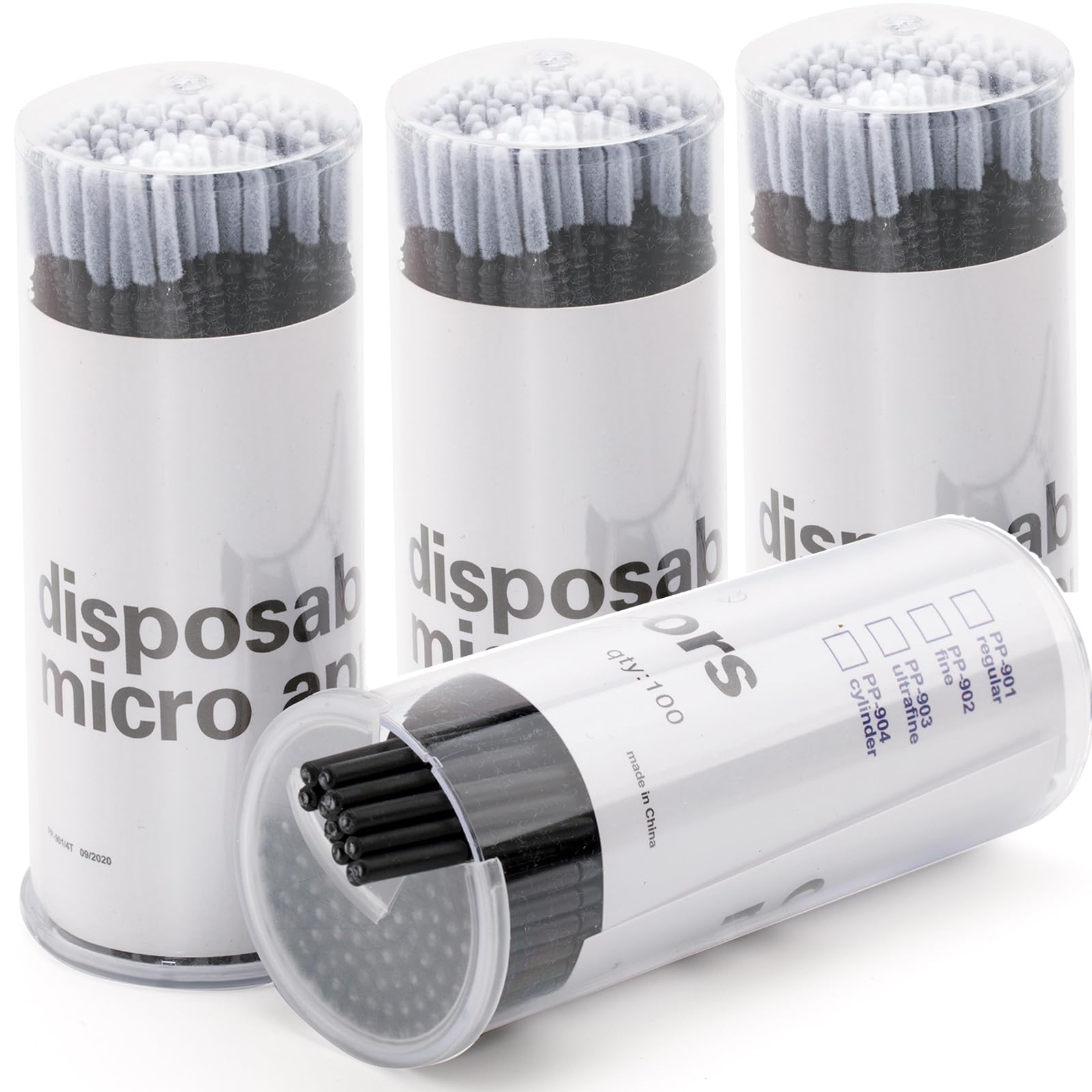 G2PLUS 400 Pcs Micro Brushes with Longer Ends, Micro Brushes for False Eyelashes, Black Eyelash Extension Brushes for Eyelash Extensions, DIY