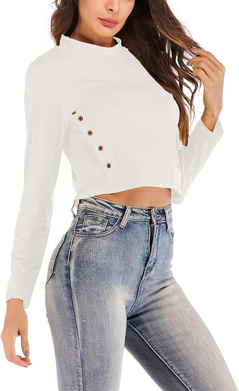 Amazon Co Jp ラウンドネック長袖女性のトップtシャツレディースベーシックロングスリーブラウンドネックレディース弾性トップtシャツ ファッションtシャツ Color White Size Xxxxx Large ホーム キッチン