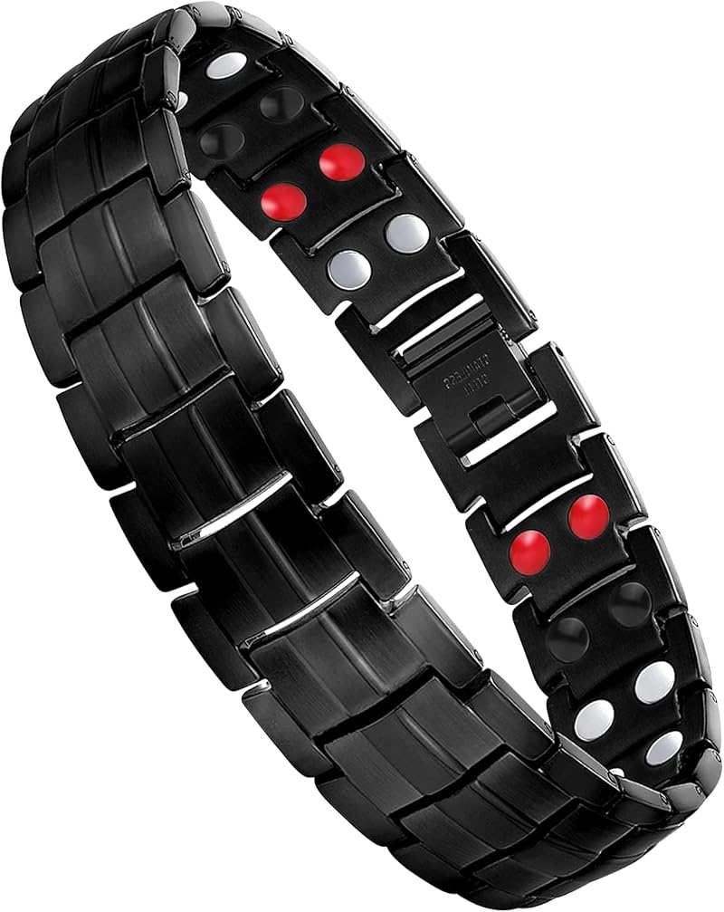 Jeracol Magnetic Bracelet Men Titanium Steel 4 Element Adjustable Gift Box