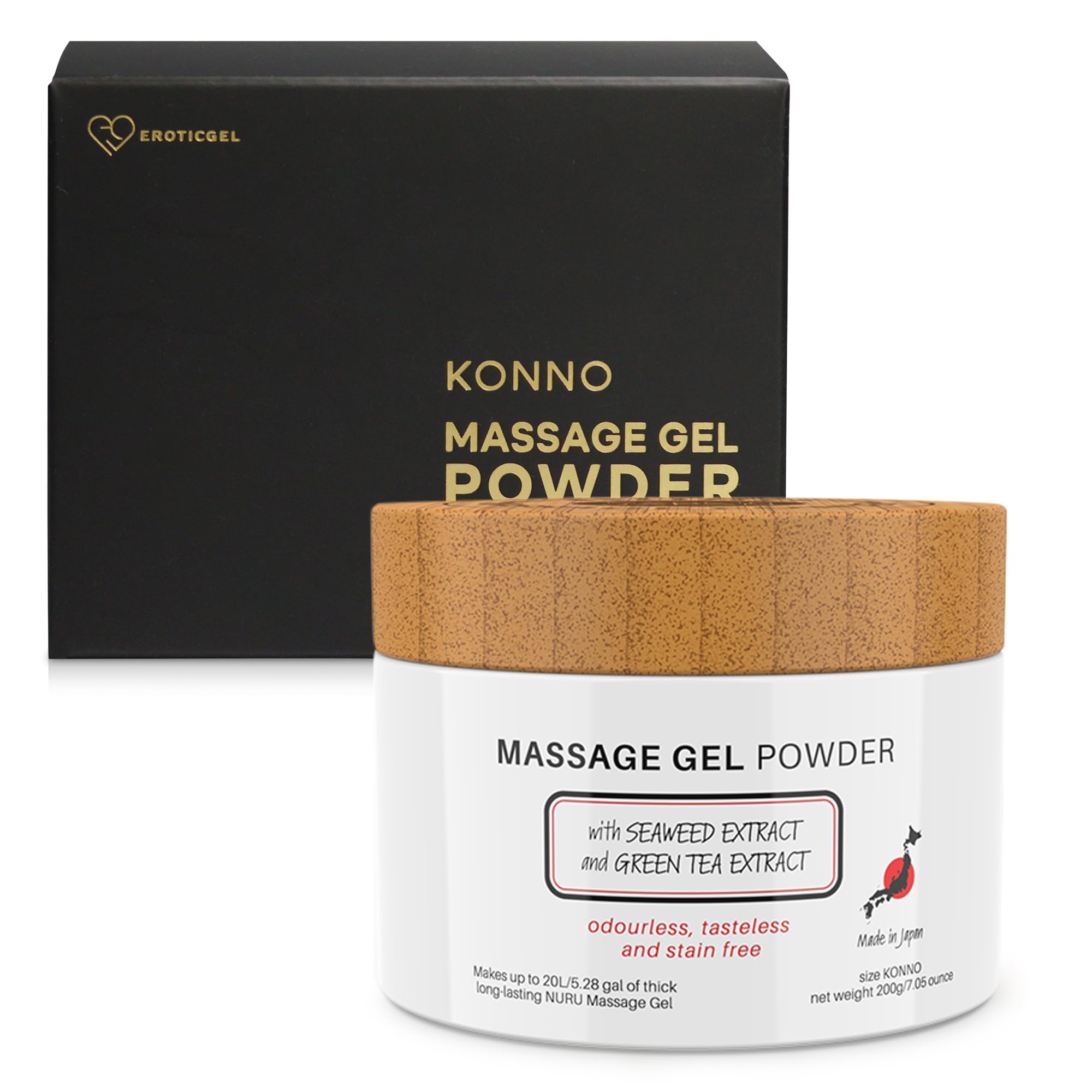 Massage Gel Therapy Powder 200g | Seaweed & Green Tea | Made in Japan | Paraben & Glycerine Free | Makes 20 Litre