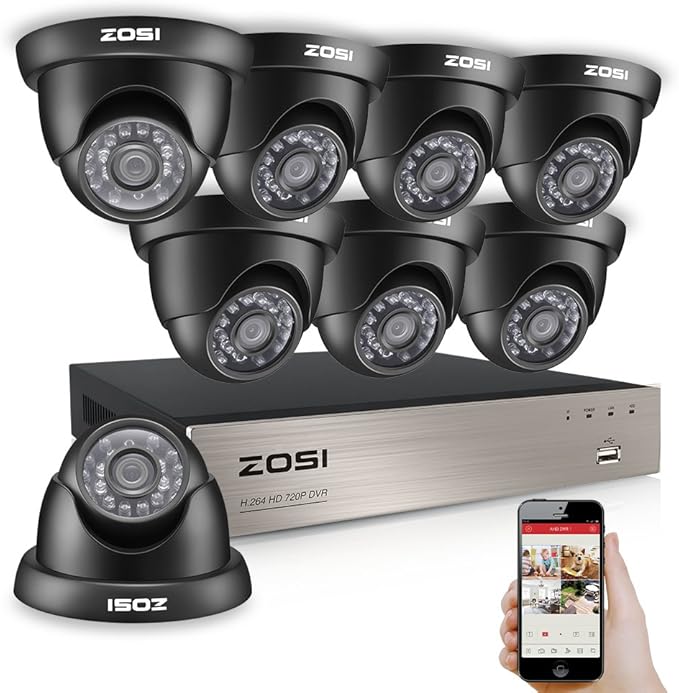 ZOSI Kit 8CH H.264 DVR HD DVR 8 x 800TVL CMOS IR Cut caméra de
