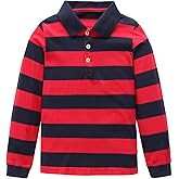 HowJoJo Boys Cotton Long Sleeve T-Shirts Striped Polo Shirts