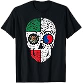 Korean Mexican Flag South Korea Mexico Sugar Skull T-Shirt