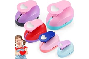 Zonon 5 Pieces 2" / 1.5" / 1" / 5/8" / 3/8" Star Shaped Punch Scrapbook Paper Cutter Crafts Puncher Handmade Craft Hole Punch for Office Supplies, Card Making, DIY Albums Photos(Heart)