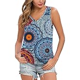 Feiersi Women's Summer Sleeveless V-Neck T-Shirt Casual Tank Tops Basic Blouse Shirts
