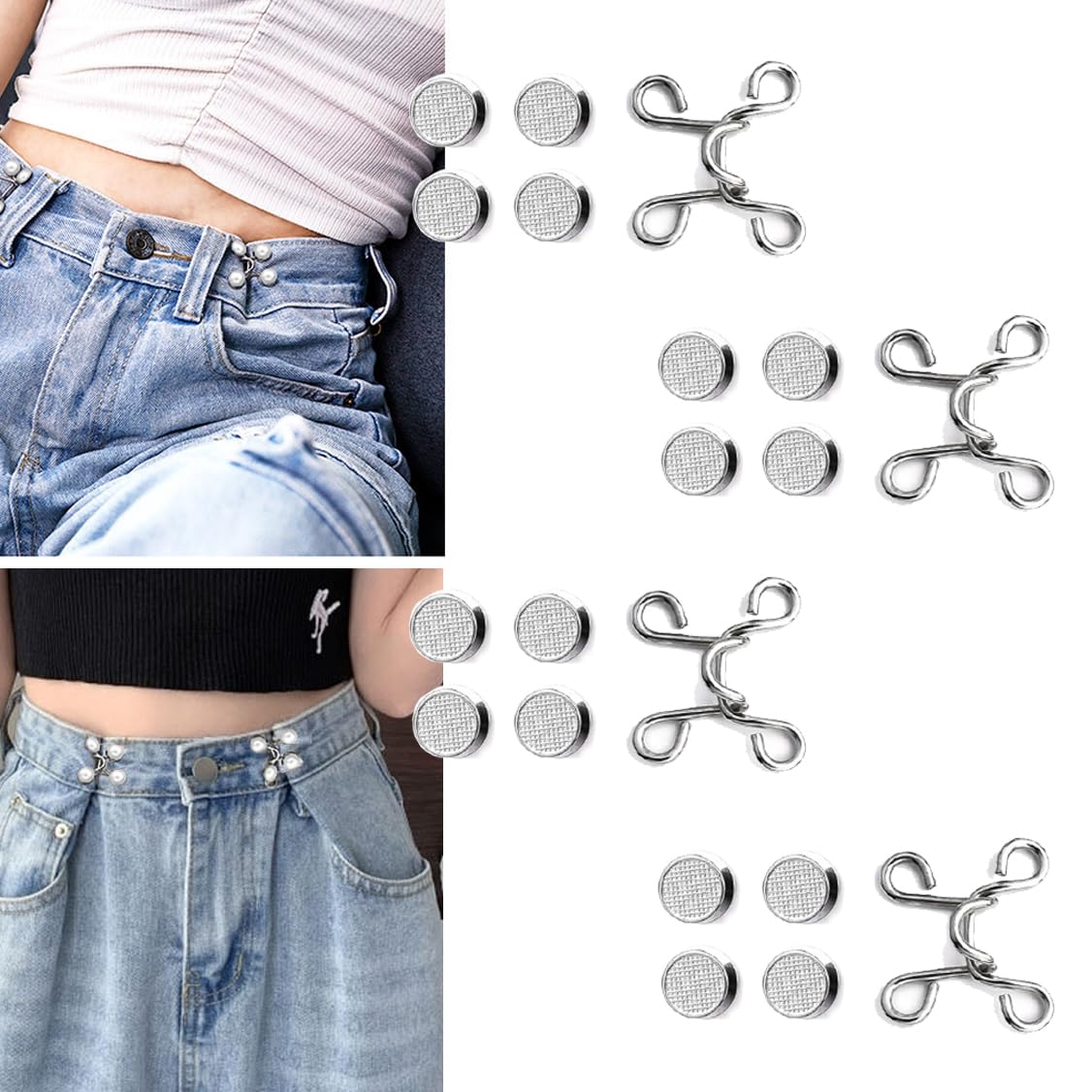 WZT 20 Pieces Adjustable Waist Buckle Extender Set Jeans Extender Waist Extender Button for Pants Adjustable Jean, (20 Pcs)e, Assorted