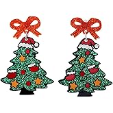 Christmas Tree Earrings for Women Acrylic Xmas Tree Earrings Colourful Christmas Jewelry Drop Dangle Holiday Earring Women Gifts