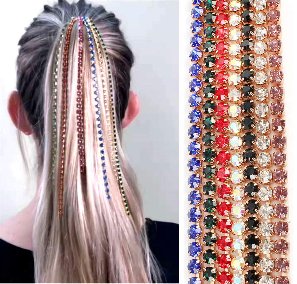 Aimeely Sparkle 7 Colors Rhinestone Hair Extension Stylish