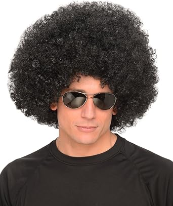 Men S 70s Disco Era Black Jumbo Afro Wig One Size Amazon Ca