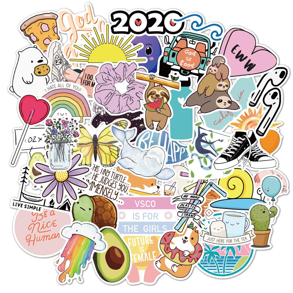 75Pcs Cute Vinyl Stickers for Water Bottles Tumbler Luggage Skateboard Bumper Scrapbook Mug, Sticker Gift for Kids Teens Adults