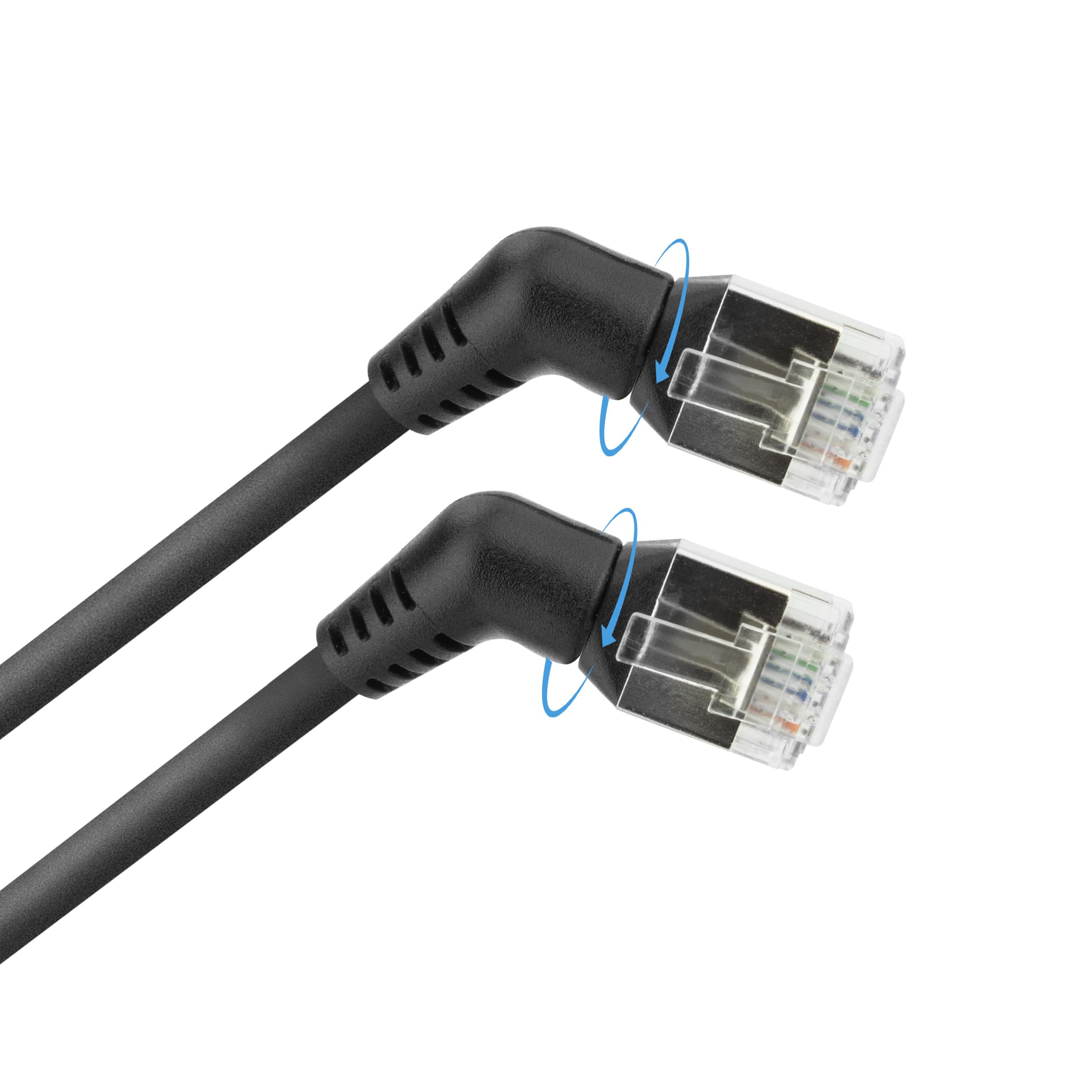 ACT CAT6A Cable U/FTP, Network Cable 360 Degree Rotated, LAN Cable Thin Angled 0.5 m