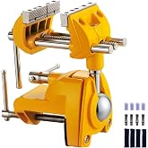 Dazefree Bench Vise, 360&deg; Swiveling Articulating Vise, Clamp-On Vise for Workbench, Cast Steel Table Clamp Vise, Pipe Vise, Bench Vice for Woodworking, DIY, Drilling, Sawing, Metal Working