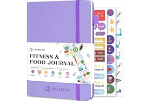 EPEWIZD Food and Fitness Journal Hardcover Wellness Planner Workout Journal for Women Men to Track Meal and Exercise Count Calories Weight Loss Diet Training Weight Loss Tracker Undated Home and Gym