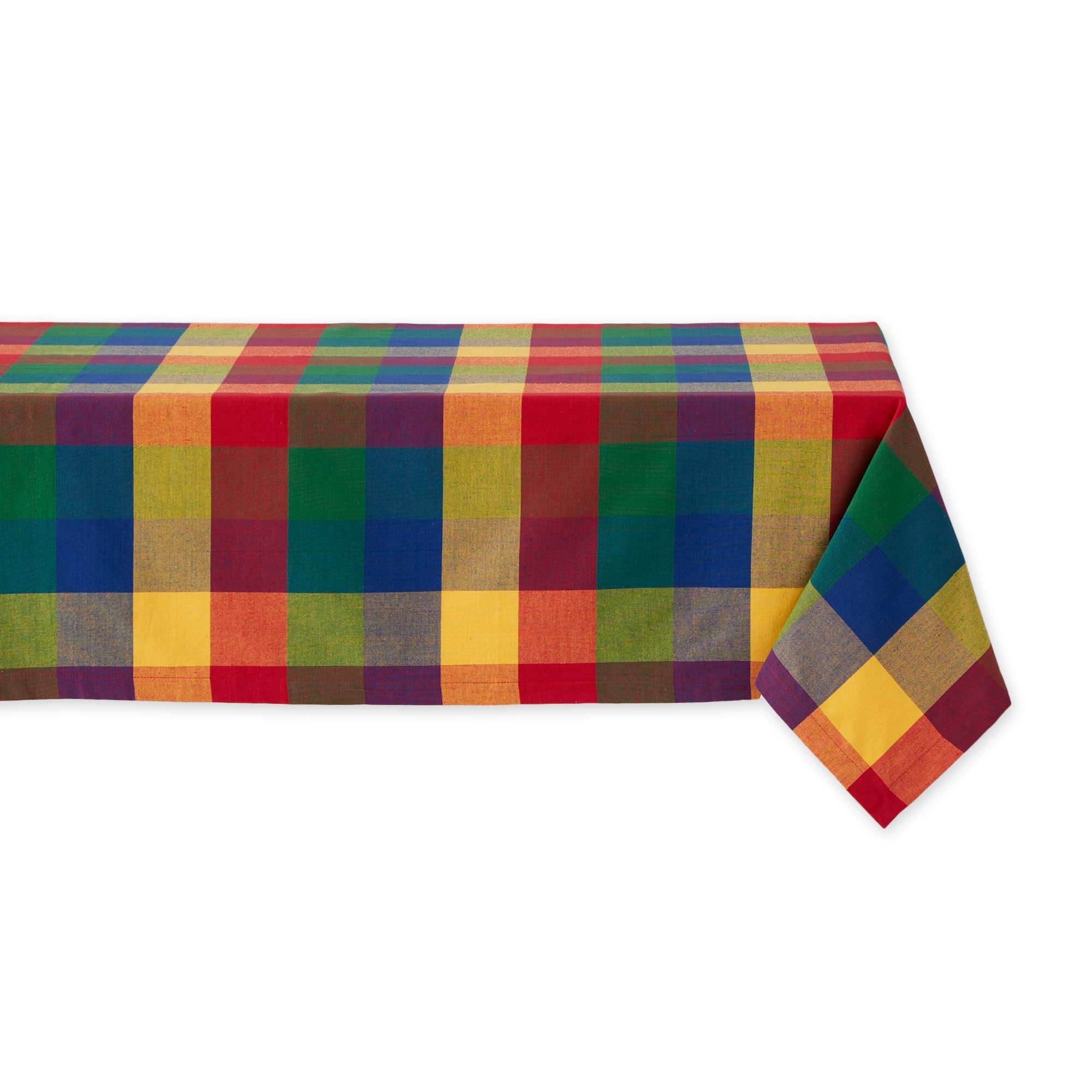 DII Checkered Tabletop Collection 100% Cotton, Machine Washable, Tablecloth, 52x52, Summer Check — image 1