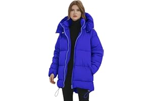 COZYPOIN Womens Hooded Quilted Puffer Jacket Mid-Length Thicken Waterproof Down Padded Warm Coat Winter Outerwear