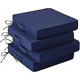 IASEAHK Patio Chair Cushions, 19" x 19" x 3" Outdoor Chair Cushions Set of 4, Waterproof Outdoor Cushions for Patio Furniture, Outdoors Seat Cushions Set of 4 with Handle and Ties, Navy Blue
