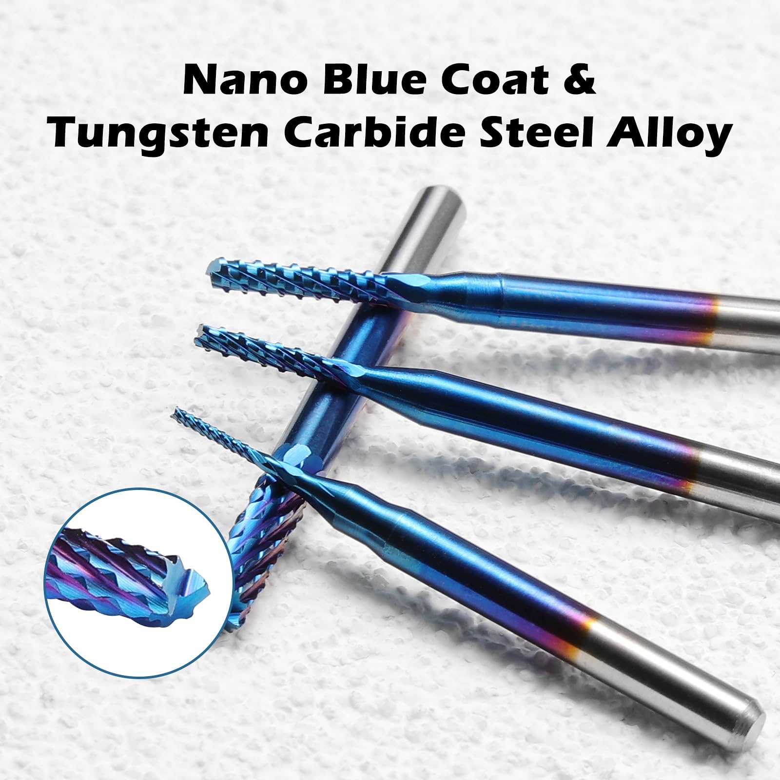 SainSmart Genmitsu 10Pcs Nano Blue Coat End Mill CNC Router Bits, 0.8-3mm, 1/8