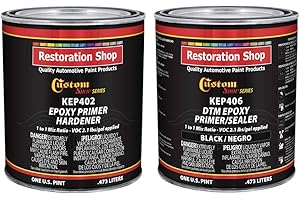 Custom Shop Black Epoxy Primer/Sealer 2.1 VOC Anti-Corrosive DTM High-Performance Primer Kit - 1 Quart (1 Pint + 1 Pint Epoxy HDR. 1-1 Mix) for Automotive and Industrial Use