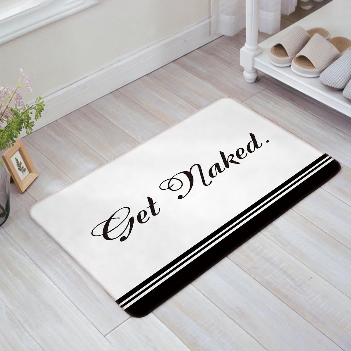 Indoor Doormat Stylish Mat Letter Get Naked Style