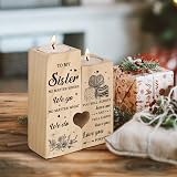 Niyewsor Heart Shaped Candle Holders for Sisters, Pine Wood Gift Set view 8