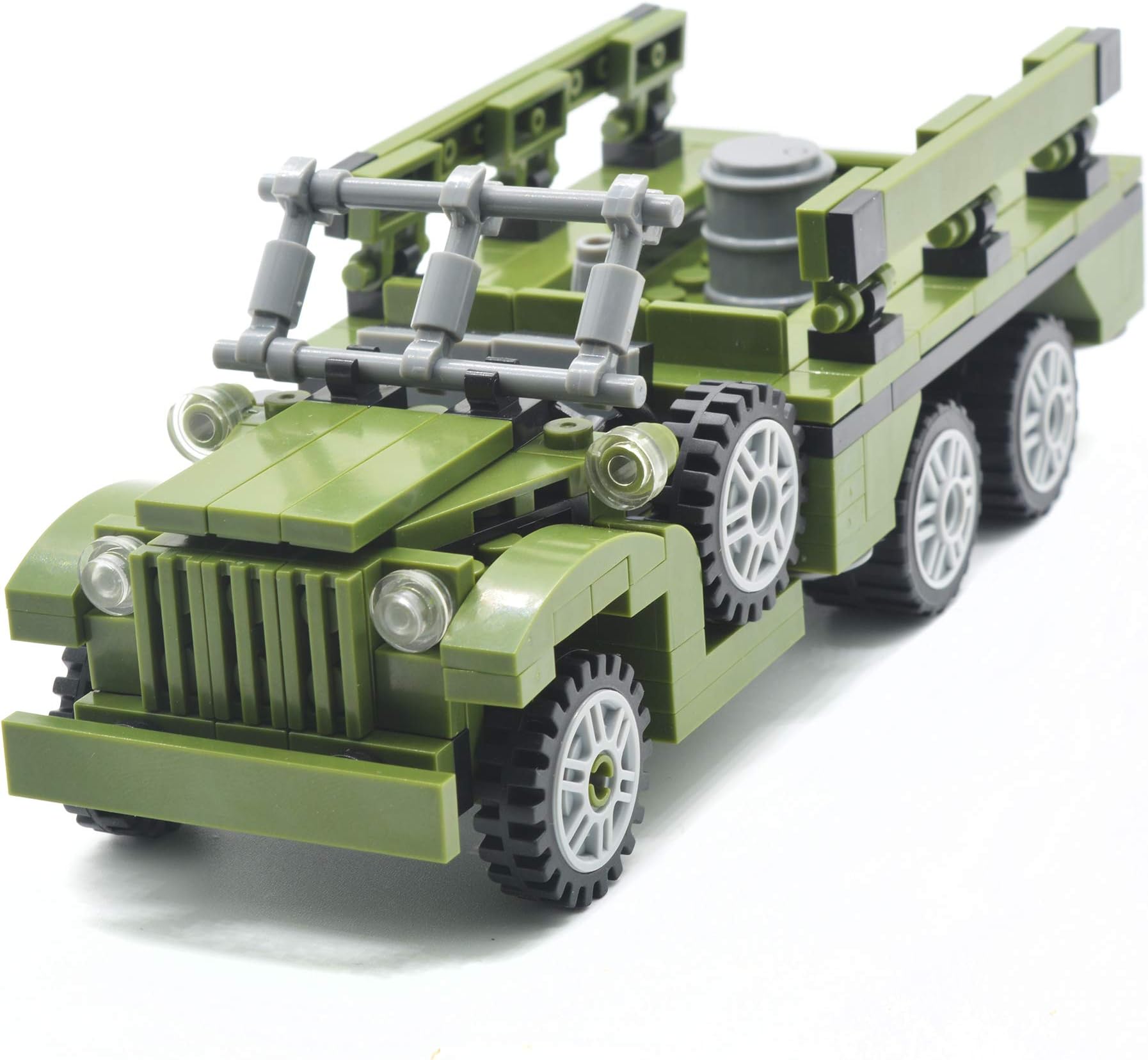 koolfigure Custom WW2 US Army Dodge Personnel Carrier Military Truck Building Blocks Set, MOC Bricks Toy 255PCS