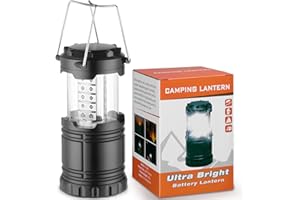 Mata1-USA LED Camping Lantern (Black), Emergency Light for Power Outages, Long-Lasting Battery-Powered Light w/ 3 Adjustable Brightness Levels, Collapsible Lamp for Indoor & Outdoor Use