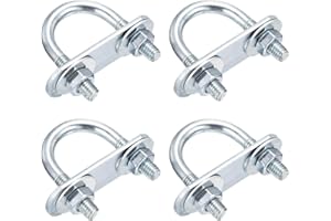 DTGN M6x22x40mm U Bolts Round Kit - 4Set - Carbon Steel U-Bolt Kit with Nuts, Washers, Frame Plate - Good for Pipe, Trailer, 