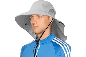 SUN CUBE Wide Brim Sun Hat with Neck Flap, UPF50+ Hiking Safari Fishing Hat for Men Women, Sun Protection Beach Hat