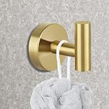 YUET 2 Pcs Bathroom Towel Hook Heavy Duty 10kg SUS304 Brushed Brass view 9