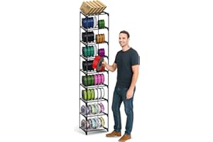 9-Tier 3D Printer Filament Spool Storage Rack with Anti-Tip Kit, 3D Printing Filament Holder with Large Storage Space, Stand 