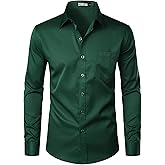 ZEROYAA Men's Urban Stylish Casual Business Slim Fit Long Sleeve Button Up Dress Shirt with Pocket