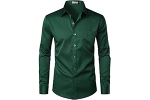 ZEROYAA Men's Urban Stylish Casual Business Slim Fit Long Sleeve Button Up Dress Shirt with Pocket