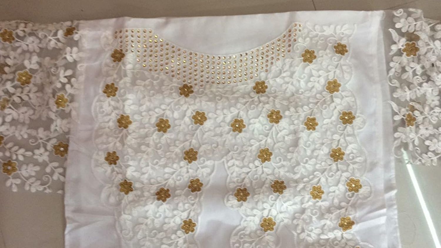 rudra fashion women's semi-stitched net gown with embroidery work