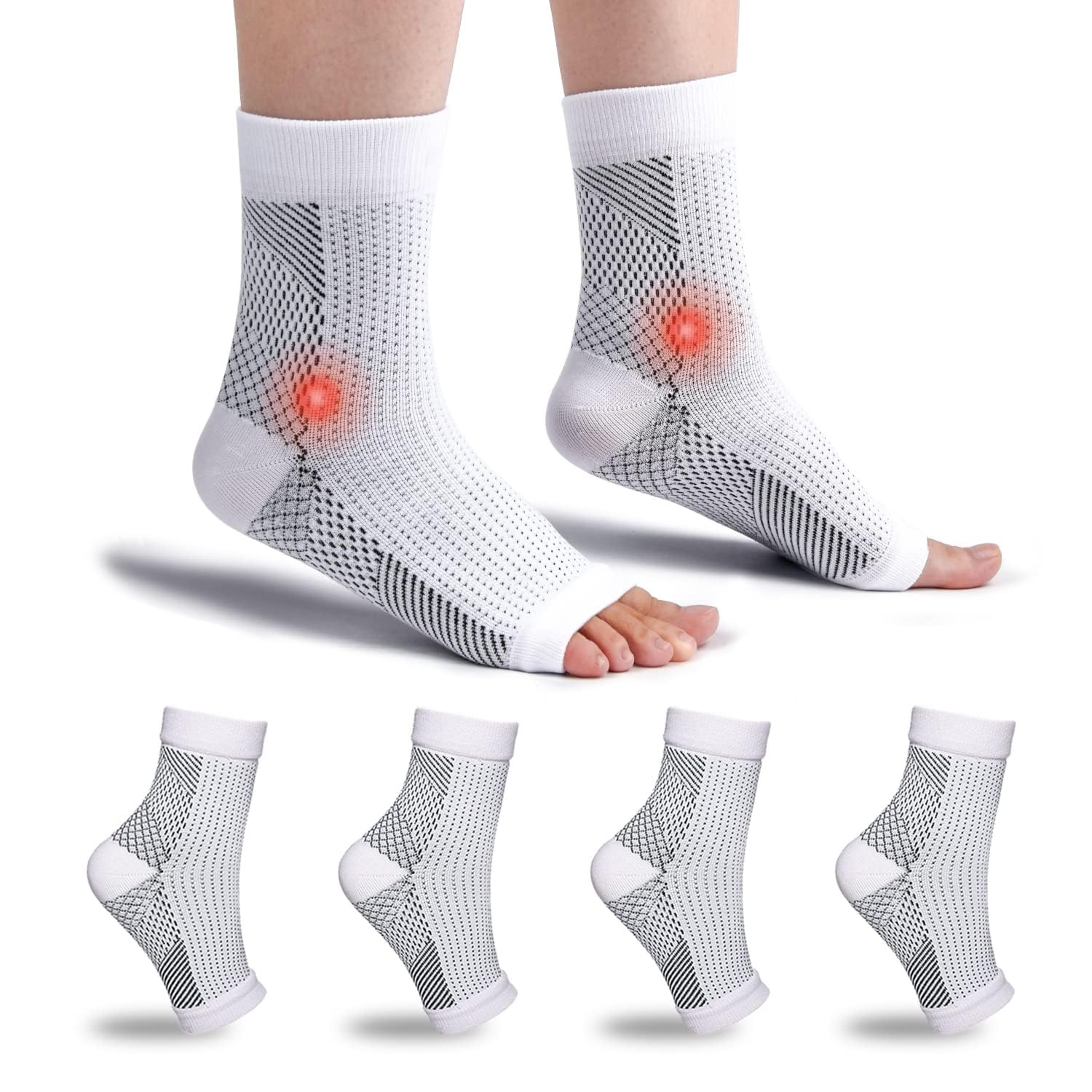 Home Holic 4 Pairs Ankle Support Plantar Fasciitis Socks Neuropathy Compression Socks for Women Men Medical Ankle Brace Foot Heel Support for Sprained Ankle