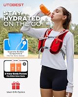 UTOBEST Running Vest 5L Hydration Pack 1.5L Bladder Red Adjustable view 7