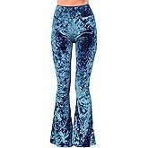 Daisy Del Sol Crushed Velvet High Waisted Comfy Soft Stretch 70s Yoga Loungewear Bell Bottom Flare Pants