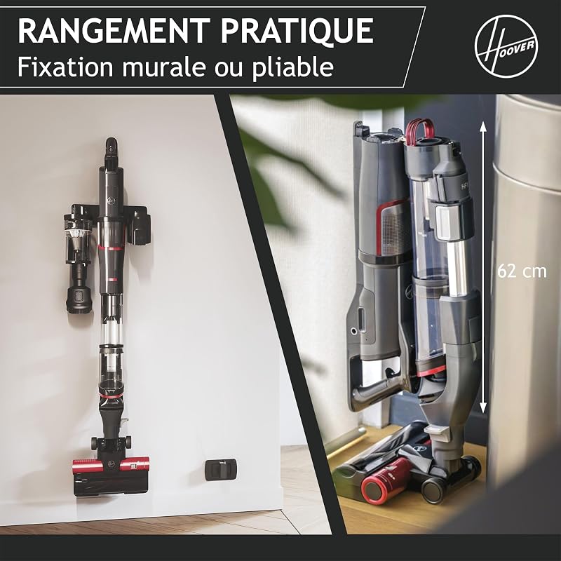 HFX10H Aspirateur Balai sans Fil Ultra Puissant avec Système Innovant Corner Genie pour Nettoyer Les Bords et Les Angles, Brosse Anti-Twist avec Eclairage LED