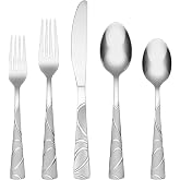 Cambridge Sasha Sand 20-Piece 18/0 Silverware Set for 4, Flatware | sand, dishwasher safe | includes knives, forks, and spoons | heavy duty, cutlery set for kitchen and dining, utensil set