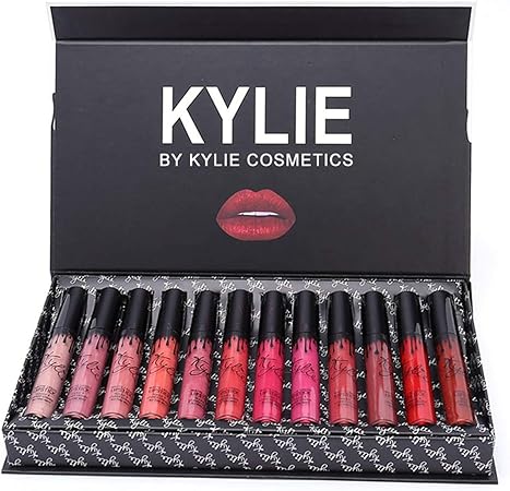 Kylie 12 Pcscouleurs Portable Rouge Mat Rouge à Lèvres Kit Hydratant à Lèvres Rouge Femmes Cosmétiques à Lèvres Maquillage Cadeau Ensemble