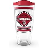 Tervis Indiana Hoosiers - First String Made in USA Double Walled Insulated Tumbler Travel Cup Keeps Drinks Cold & Hot, 24oz, Classic