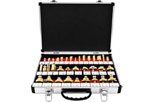 8MILELAKE 35pcs Tungsten Carbide Router Bit Set, 1/4" Shank Woodworking Milling Cutter Tools, Carbide Tipped Router Bit Set w
